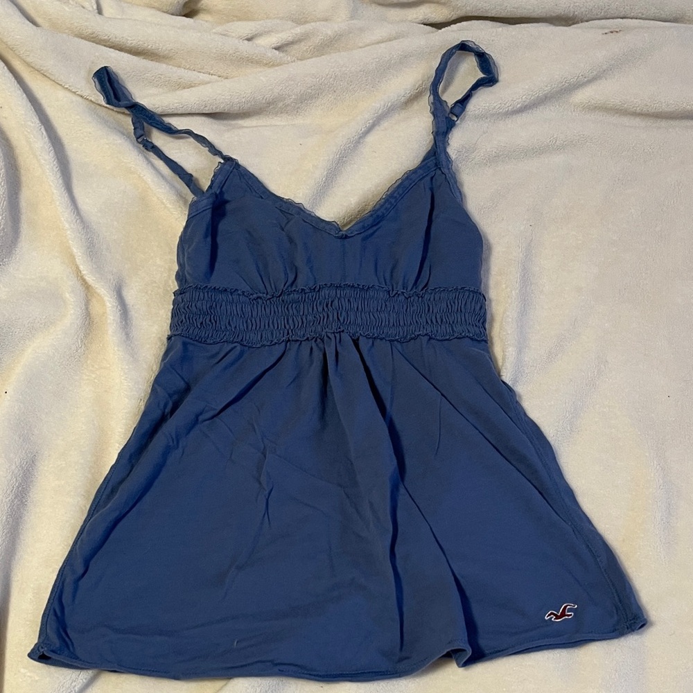 Hollister Blue Lace Trim Top